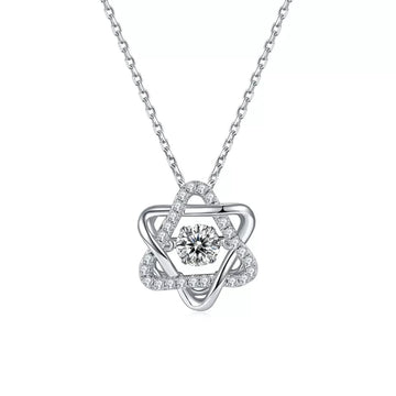 The Pink Pigs, Animal Lover's Boutique Fine Fashion Jewelry-Necklace Star Heart or Star Twinkle Setting Moissanite Luxury Necklaces 925 Sterling Silver